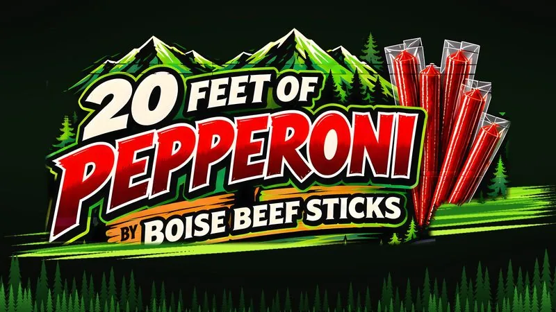 Boise Beef Sticks logo: 20 feet of pepperoni